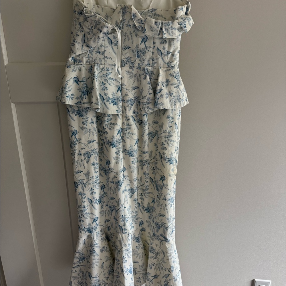 Antonio Melani Blue and White Floral Midi Dress